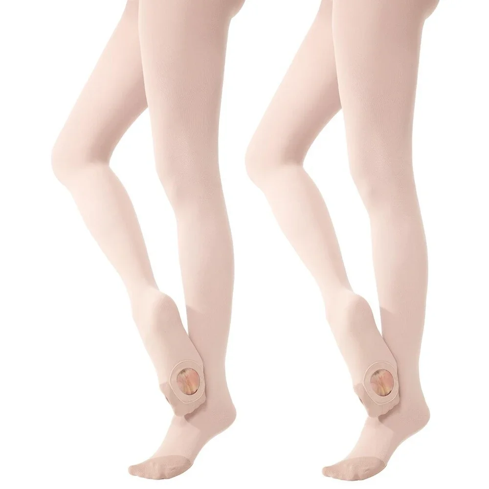 MANZI Women's Pink Convertible Dance Tights Adult Pro Transition Ballet M-L